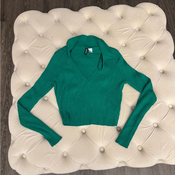 H&M Teal Ribbed Knit Top - Picture 1 of 3